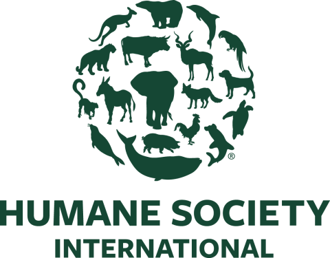 Humane Society International logo: animals grouped in a circle above the text Humane Society International